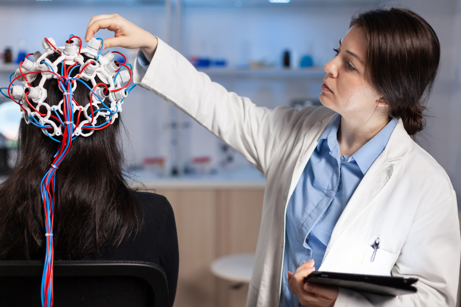 Neurologist with patient